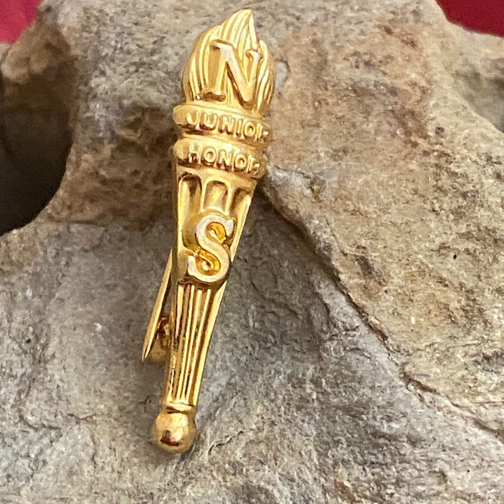 Vintage National Junior Honor Society Gold Tone Torch Pin